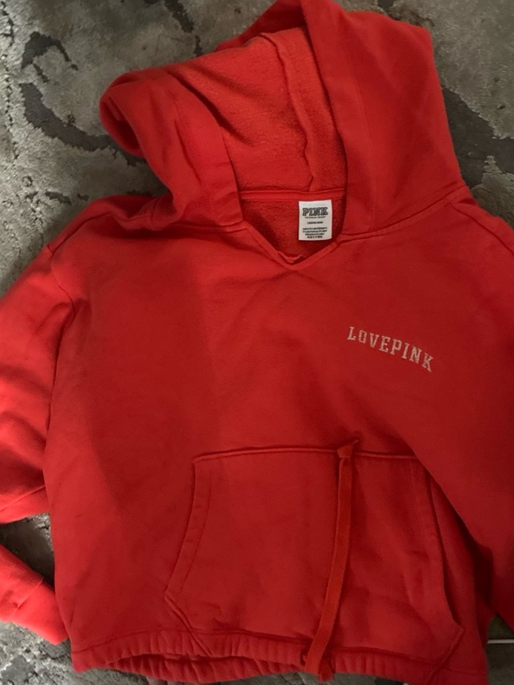 PINK LovePink Redish orange Cropped Hoodie